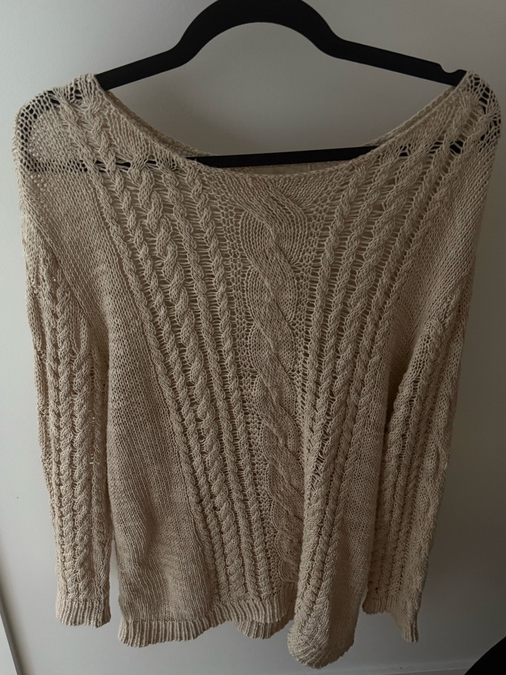 Denim & Supply Ralph Lauren Off-the-Shoulder Cable Knit Sweater - Cream